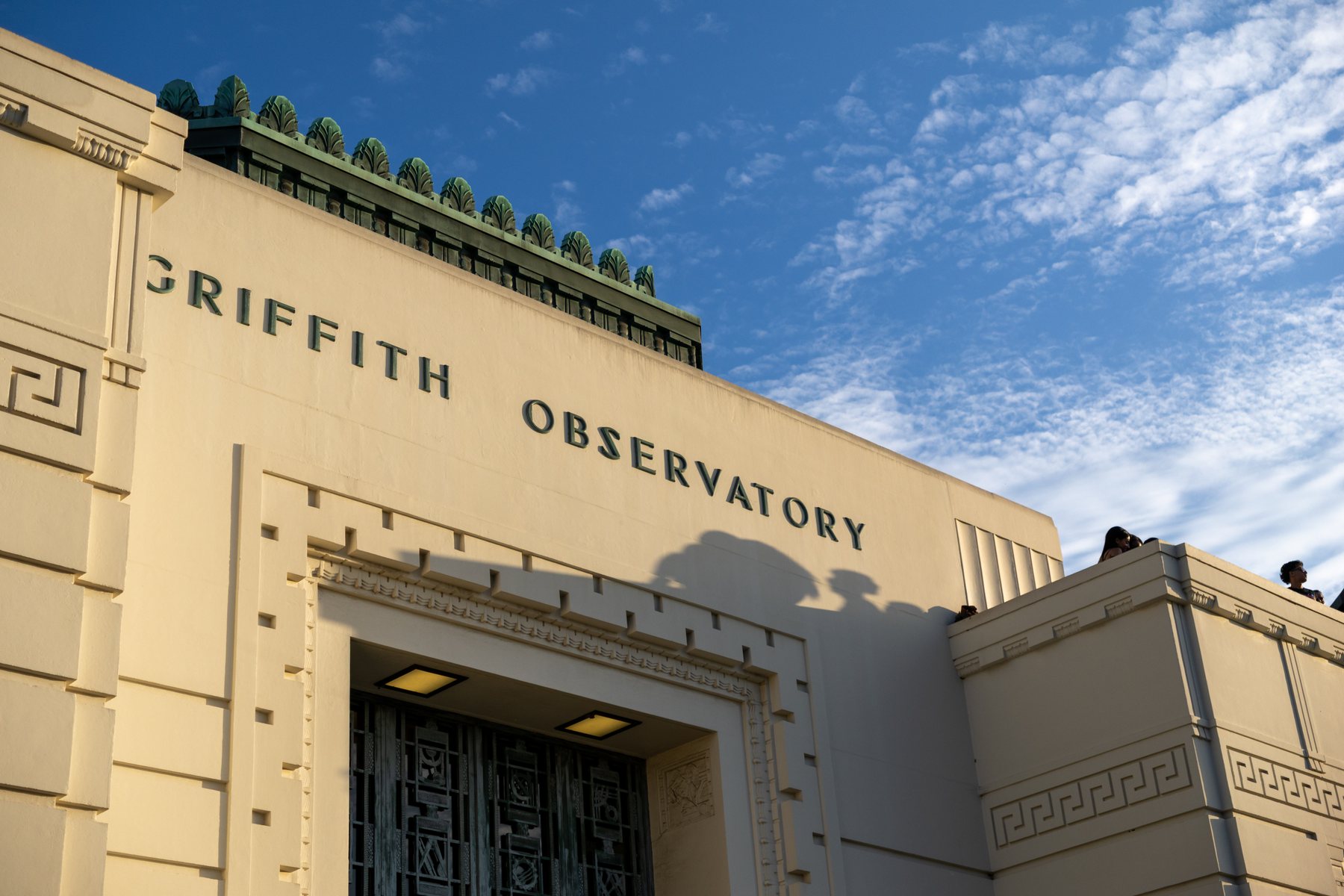 Entrance facade of Griffith Observatory in Los Angeles, photographed in July 2026