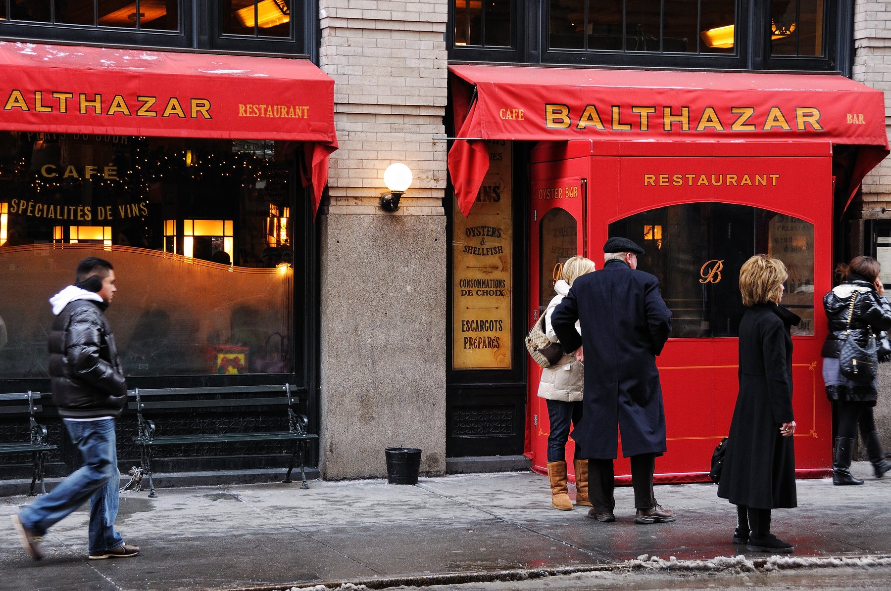 Balthazar restaurant on Spring Street in New York, photographed in December 2009