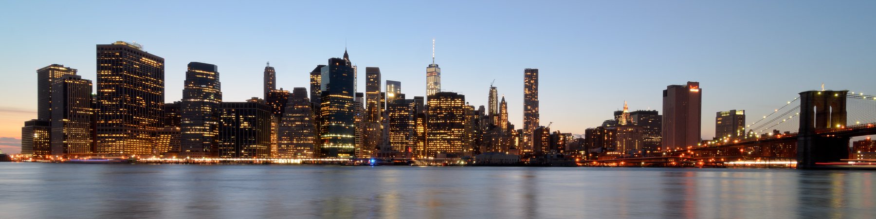 Lower Manhattan seen from Brooklyn Bridge Park, photographed in May 2015