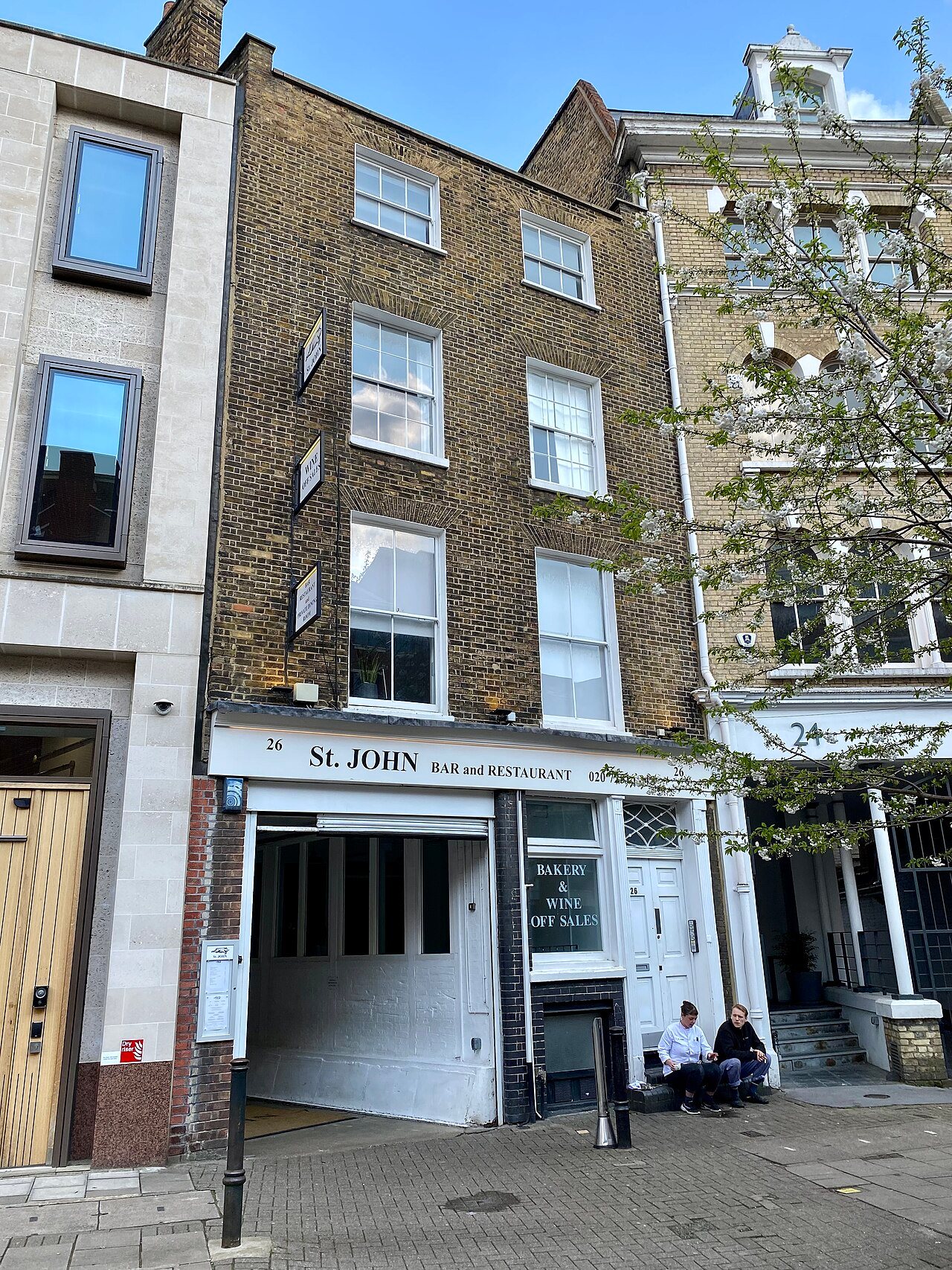 St. JOHN restaurant on St John Street in London, photographed in April 2023