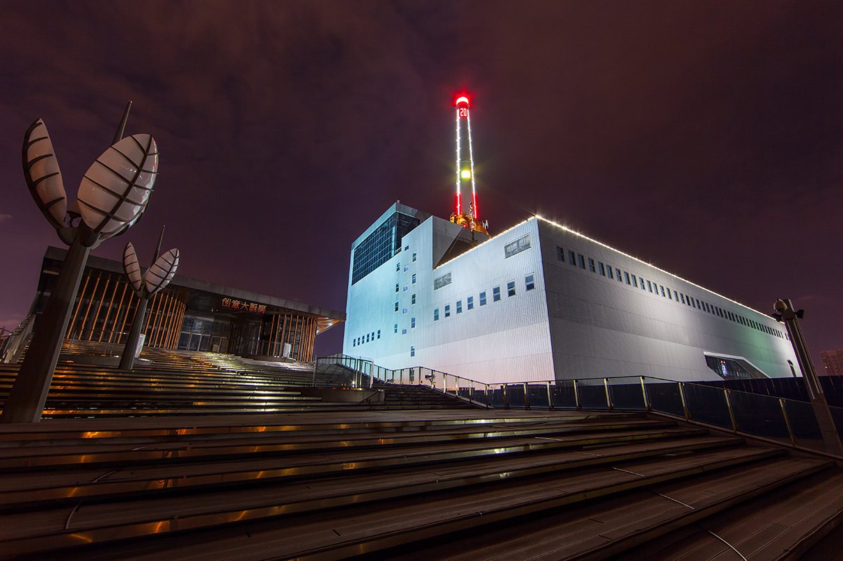The exterior of Power Station of Art in Shanghai, photographed in October 2012