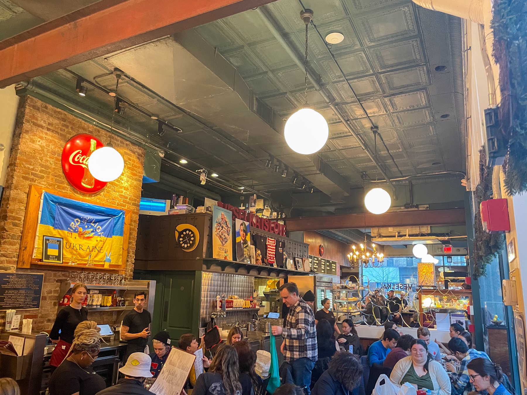 Inside Veselka in New York’s East Village, photographed in March 2025