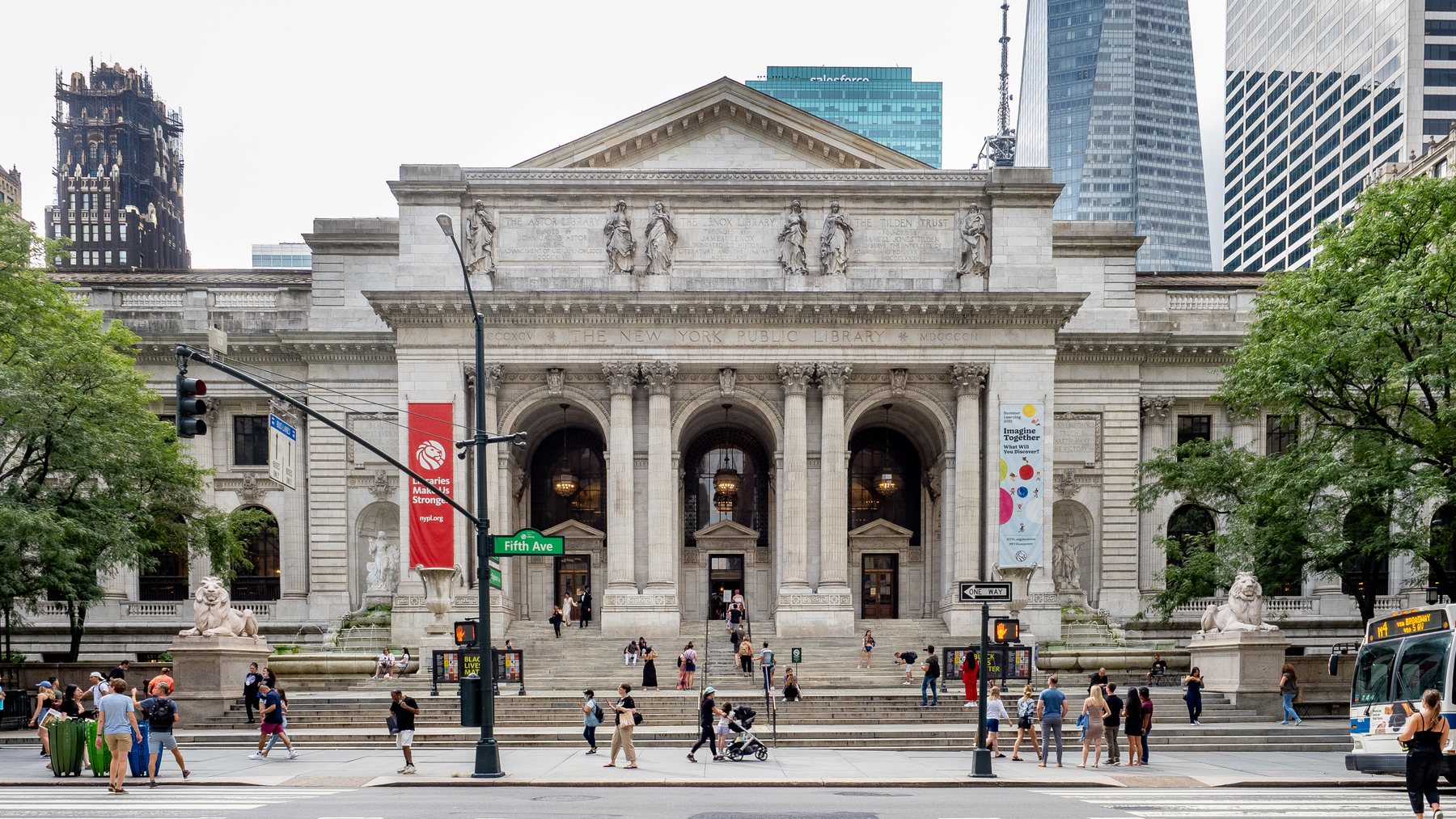 The Stephen A. Schwarzman Building of the New York Public Library, photographed in August 2021