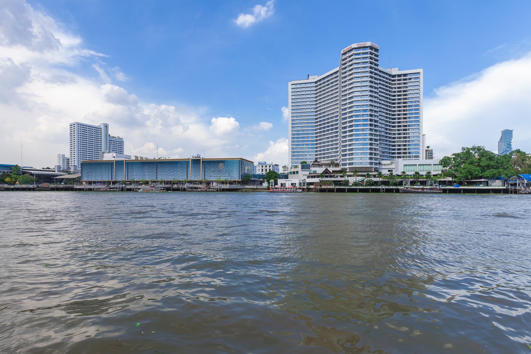 River City Bangkok seen across the Chao Phraya River, photographed in 2018