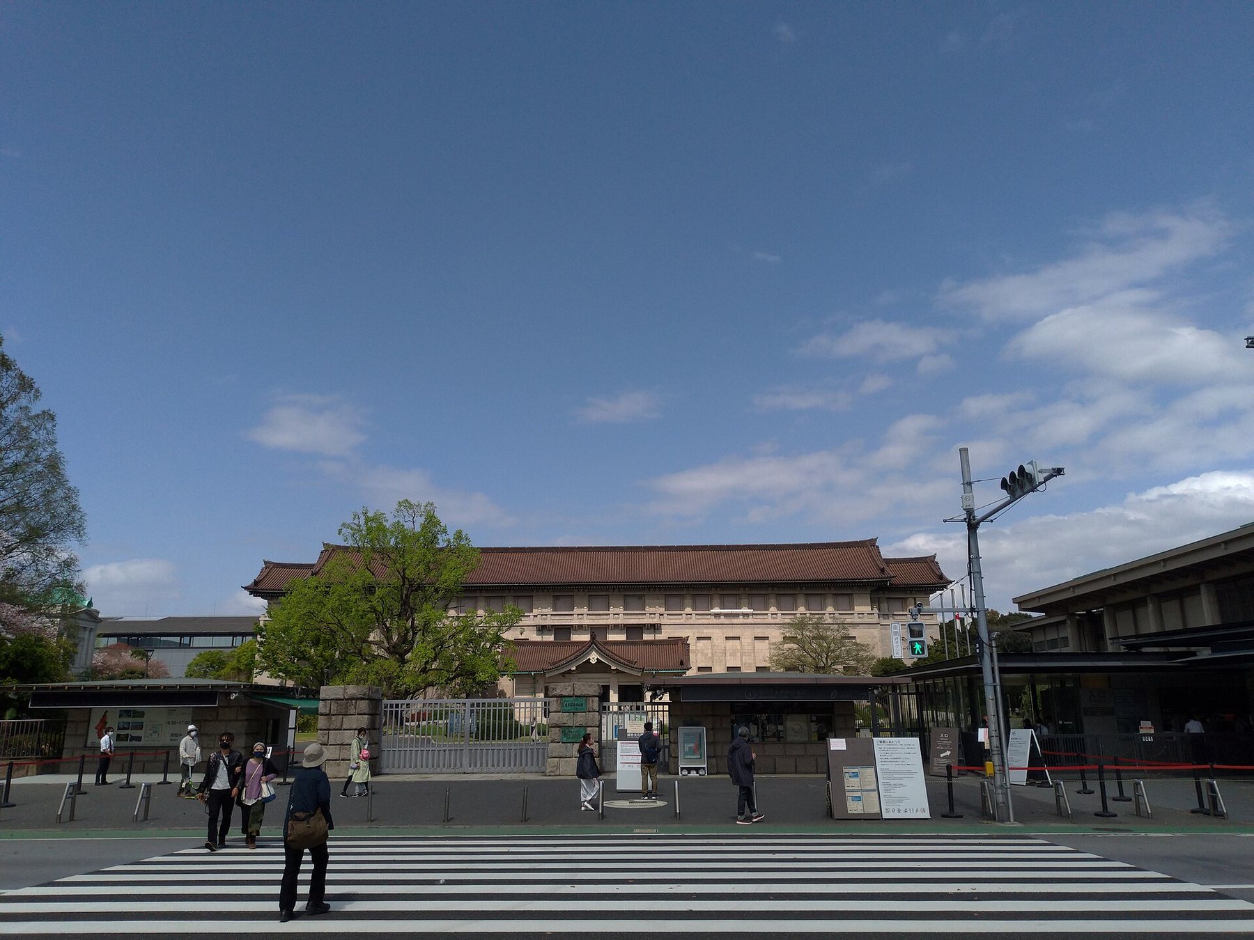 The entrance and Honkan building of Tokyo National Museum, photographed in April 2021